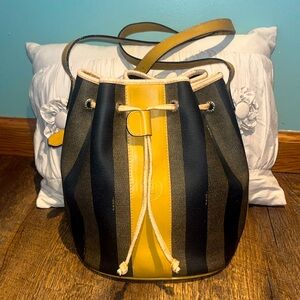 Gently used good cond Vintage Fendi bucket bag.  Measurements shown in pictures.